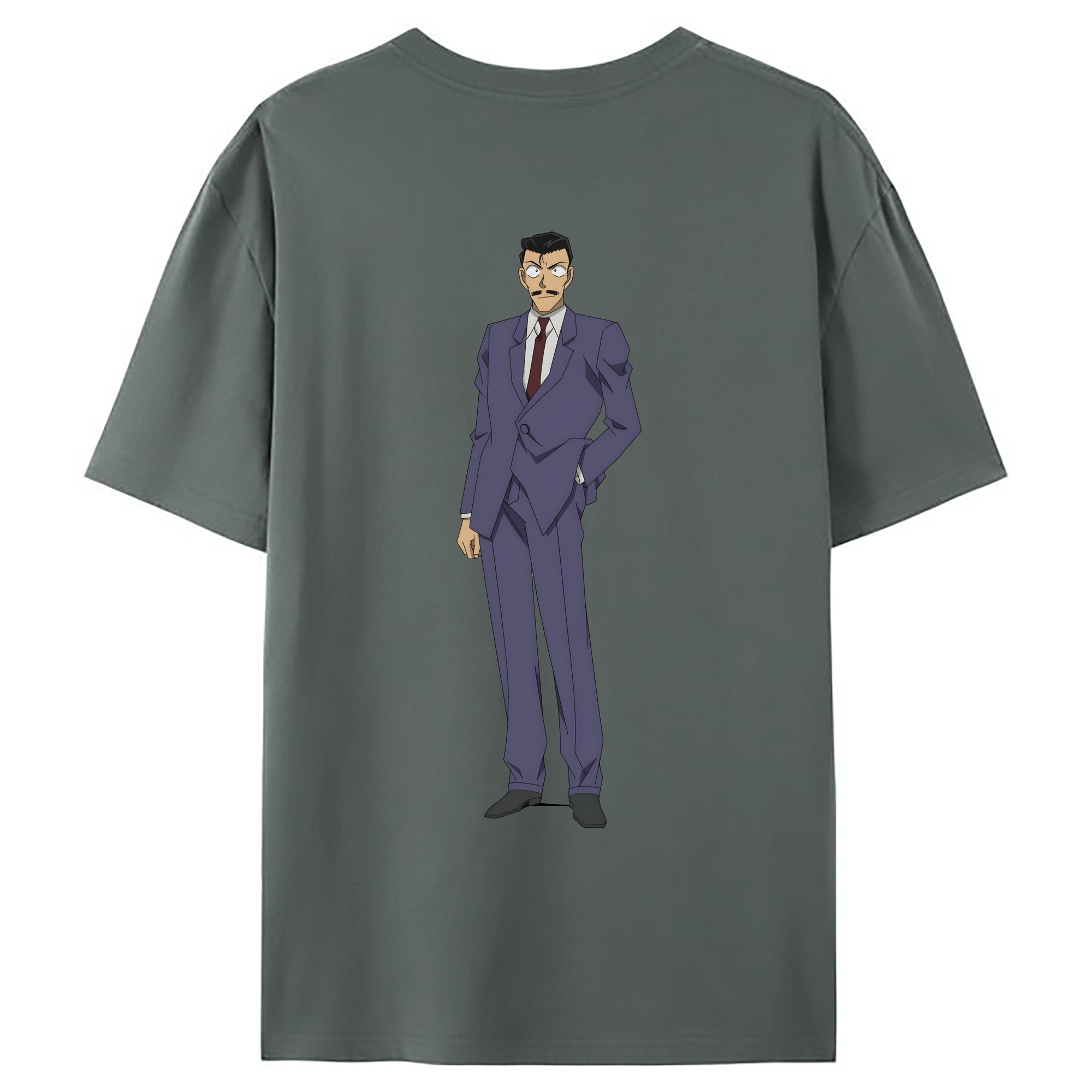 （画像用） 名探偵コナン 毛利 小五郎 もうり こごろう Detective Conan 綿100％ メンズ半袖Tシャツ（バックプリント） 通気性